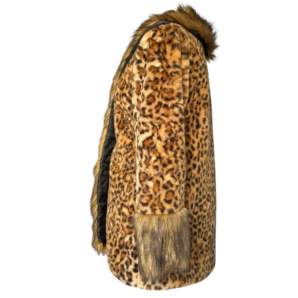 Women’s Leopard Print Retro Faux Fur Jacket Coat – Size Medium - Picture 4 of 12